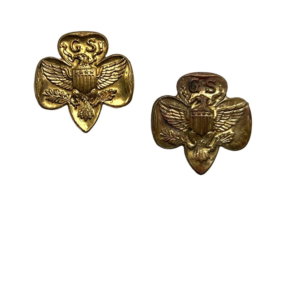 Vintage Girl Scout‎ Pins Lot of 2 Safety Pin Clasp 4 Star